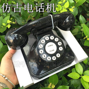 经典黑色复古仿古电话机工艺古董电话家居摆放座机时尚家用老电话