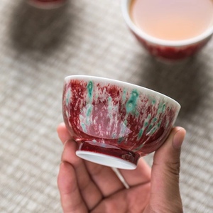 高温窑变美人醉主人杯单杯景德镇纯手工豇豆红品茗杯茶具仿古茶杯