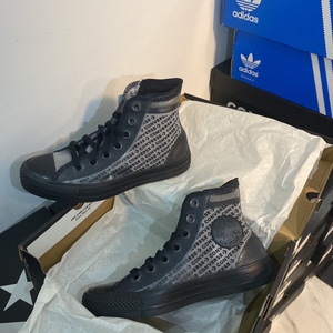 匡威/converse all star 小ow 黑色透明弹幕高帮 帆布鞋165668c