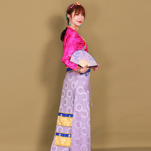 锅庄队半身裙夏金边臧裙西藏服女藏装藏族裹裙不丹长裙博拉民族风