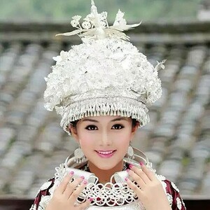 苗族侗族少数民族特色服装    黄平帽子