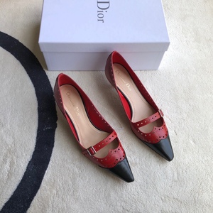 淼淼国内代购 Dior 拼色小猫跟鞋 红黑撞色
