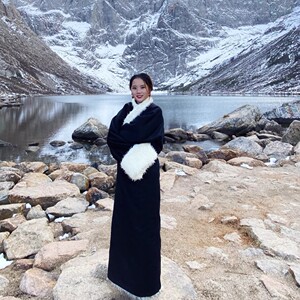 西藏藏风衬衣藏装女 上衣藏袍藏族衣服女民族风服装 冬季加绒