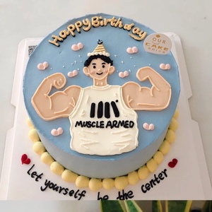 肌肉健身男ins手绘蛋糕装饰便捷巧克力转印纸两张包邮