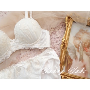 bunny babe 美匠无钢圈文胸套装 小胸聚拢日系纯白上托内衣