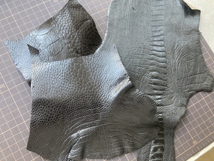 鸵鸟腿皮手工皮具皮料碎料表带卡包料