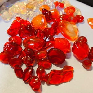 纯天然墨西哥炫彩火欧泊裸石随形设计师独特定制宝石