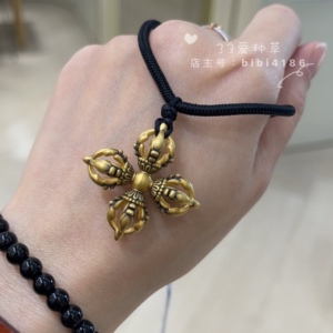 新品 周生生 专柜正品 足金十字莲花金刚杵黄金黑金工艺项链黑绳