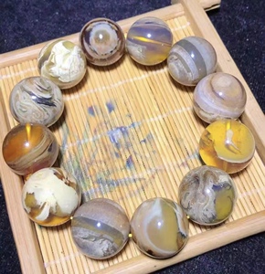 缅甸琥珀青花瓷百根蜜溶洞手串链接蜜蜡吊坠手串手链