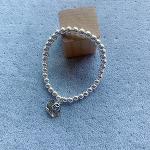 云南大理白族雪花银纯银足银999手链圆光珠子吊坠手串简约版个性