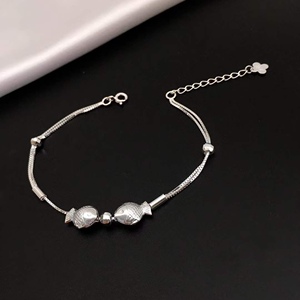 云南大理白族雪花银纯银925双鱼转运珠精美礼品手链