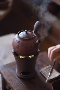 三舍原创紫砂诗文纯手工侧把煮水煮茶壶酒精炭炉中式古朴