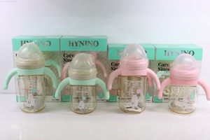 欣尼诺新生婴儿奶瓶PPSU耐摔宽口径大宝宝喝水硅胶吸管奶瓶防胀气