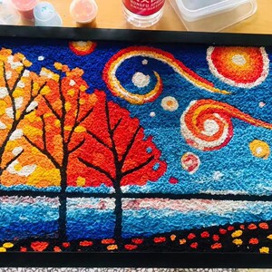 古典梵高美术作品星空下的美景diy纸浆彩泥填充减压材料包大学生