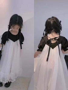 韩国波拉童装女童连衣裙2021夏季儿童公主裙小女孩蕾丝裙礼服纱裙