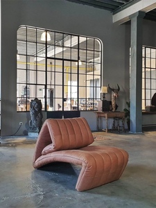 现代简约巴塞罗那单人沙发椅设计师休闲创意异形皮革折叠懒人躺椅