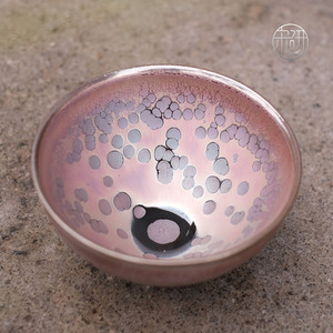 宋研 | 游吾雄手工彩金粉油滴点茶盏 仿宋点茶大束口建盏抹茶碗