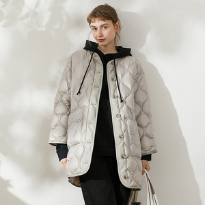 服饰石库门领姿专柜艾沸女装正品娜么美时尚连帽长袖中长款羽绒服