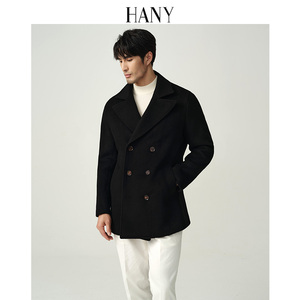 HANY【超厚骆驼绒海军短大衣】羊毛外套男商务休闲毛呢双排扣夹克