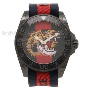 gucci古奇dive系列男士45mm手表虎头tiger ya136215国际联保正品