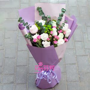 白玫瑰花束鲜花速递北京上海广州深圳成都同城花店全国异地送花