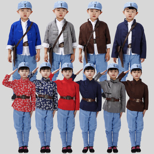 成人儿童敌后武工队服装农民武装衣服游击队演出服装红歌合唱服装