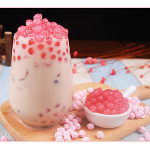 樱花色粉圆奶茶