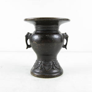 日本回流铜件旧器工艺品摆摄影古玩二手货 铜花觚 花瓶  AF22