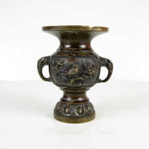 日本回流老铜件旧铜器工艺品摆摄影古玩二手洋货 花瓶花觚V45