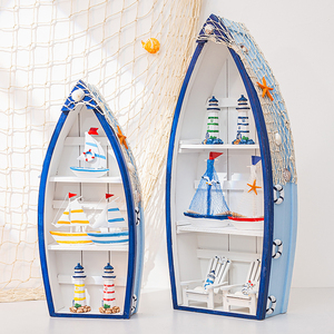 地中海夏季橱窗美陈布置创意船型展示柜船柜海洋主题装饰dp点道具