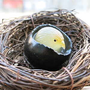 一鸣奇石马达加斯加天然玛瑙原石水冲籽料雕刻手把玩小鸡出壳摆件