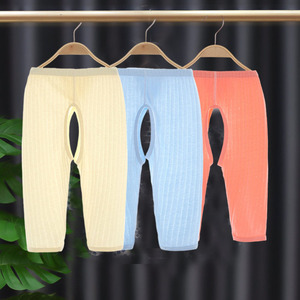 婴儿开裆裤六七八十个月宝宝夏天薄款叉叉裤外穿男童男宝纯棉裤子