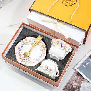 小众风设计风咖啡杯 英式下午茶具花茶杯碟带勺咖啡杯套装礼盒装