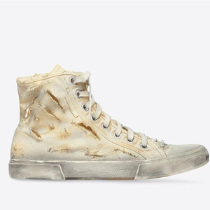 高帮破烂帆布鞋男2022夏季新款巴黎b家中帮时尚休闲潮牌小脏鞋男