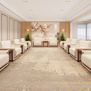沙发单人位接待室贵宾休闲区大型企业大会堂商务会议洽谈茶几组合