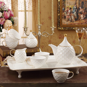 精品骨瓷咖啡具茶具欧式陶瓷咖啡杯壶套装茶壶茶杯糖罐奶罐套装