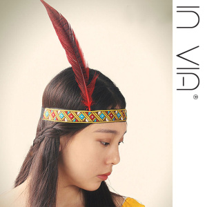印第安民族风头饰品羽毛宽发带头箍非洲部落波西米亚舞蹈表演道具