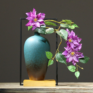 新中式仿真悬崖式花插陶瓷花瓶客厅电视酒柜装饰品样板房酒店摆件