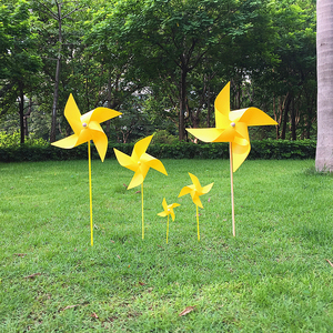 新鸿~四角四叶柠檬黄色清新风车大中小外景户外装饰拍摄道具diy