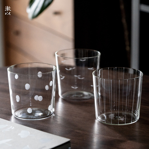漱以手工磨刻玻璃杯高硼硅耐热水杯刻花咖啡杯牛奶杯波点飞鸟竖纹