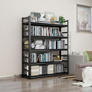 铁艺书架置物架落地多层简易书柜家用儿童阳台客厅钢制收纳铁架子