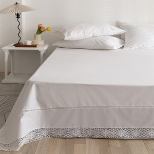 外贸英国订单纯棉床单单件白色公主简约全棉斜纹睡单1.5米1.8特价