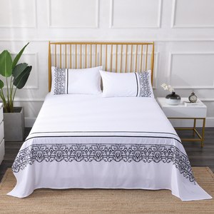 白色纯棉刺绣双人床单单件全棉绣花睡单枕套单人1.5米1.8m特价