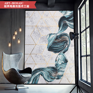 个性 定制 轻奢现代美式风格艺术马赛克剪画拼图瓷砖背景墙贴壁画