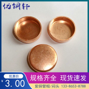 加厚紫铜管帽焊接管堵封盖封帽堵头盖帽闷头优质外堵端盖25-54mm