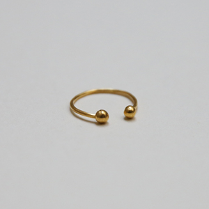 煤炭的盒子原创设计手工定制24k黄金细戒指足金指环叠戴金珠子戒