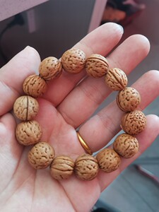 天然野生小桃核手串 苹果圆脑纹胡桃手链情侣毛女士饰品 文玩佛珠