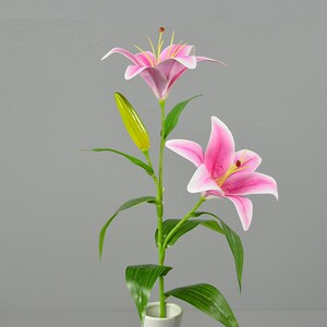 单支3d打印胶片百合插花pu手感仿真假百合花装饰花客厅餐桌假花束