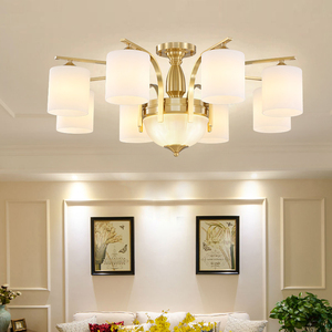 全铜美式现代简约客厅灯轻奢大厅欧式吊灯主卧室吸顶餐厅中山灯具