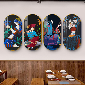 民族风墙面装饰画瑶族傣族少数民族云南风情壁画饭店餐馆包间挂画